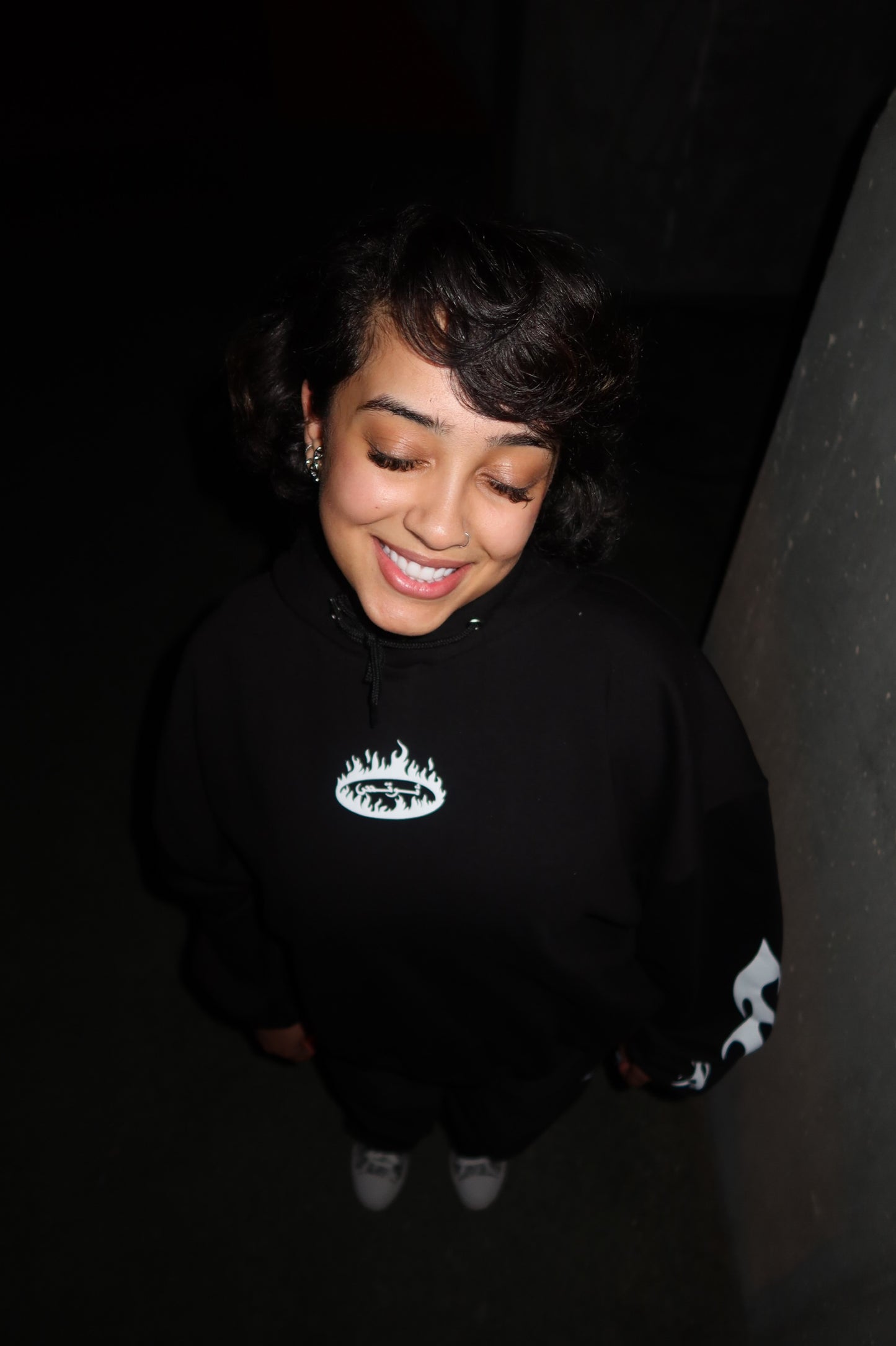 FLAME LOGO OVERSIZED HOODIE.